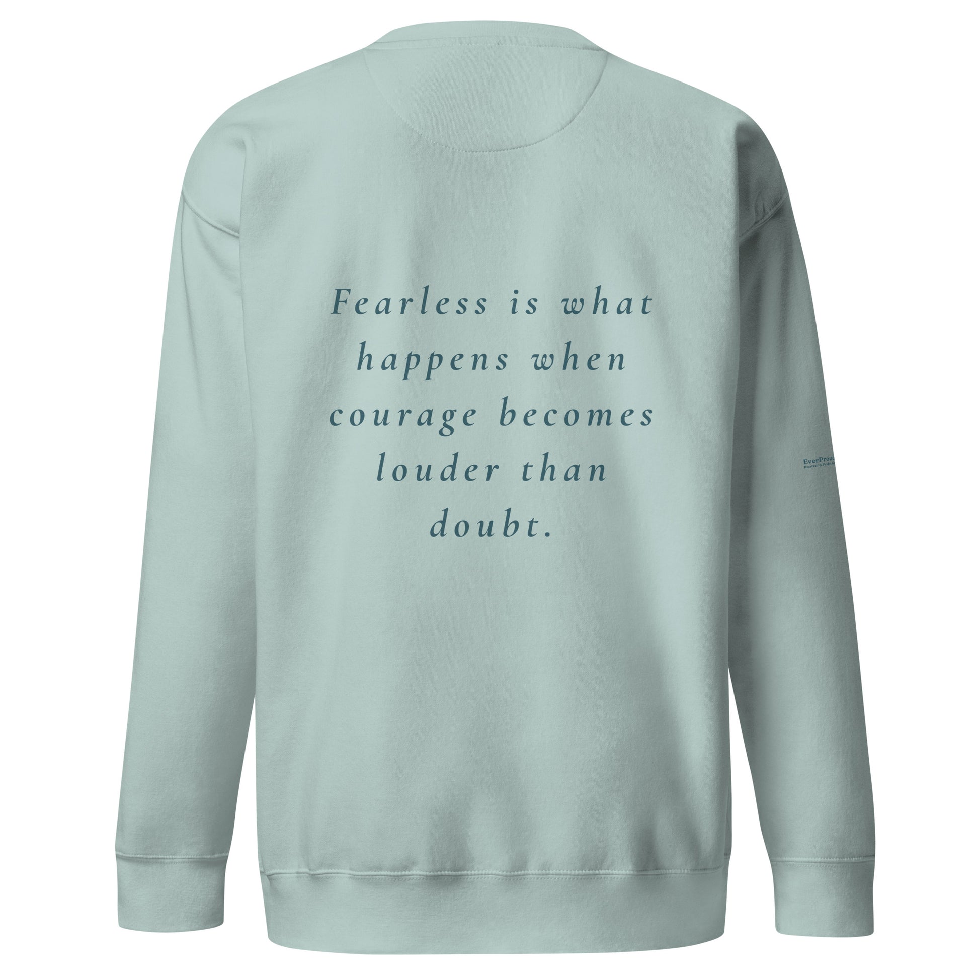 Fearless Sweatshirt — agave, back view, queer-owned PNW Pride apparel
