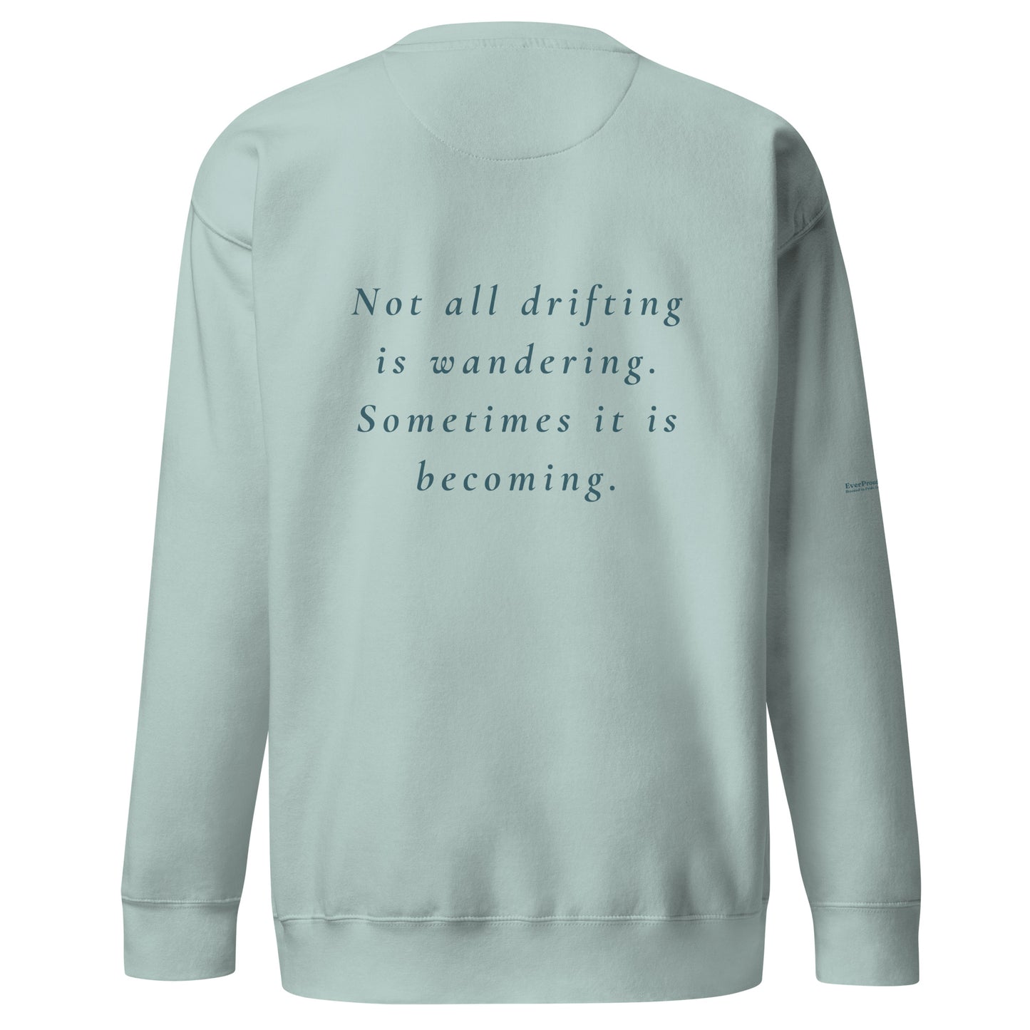 Drift Sweatshirt — agave, back view, queer-owned PNW Pride apparel