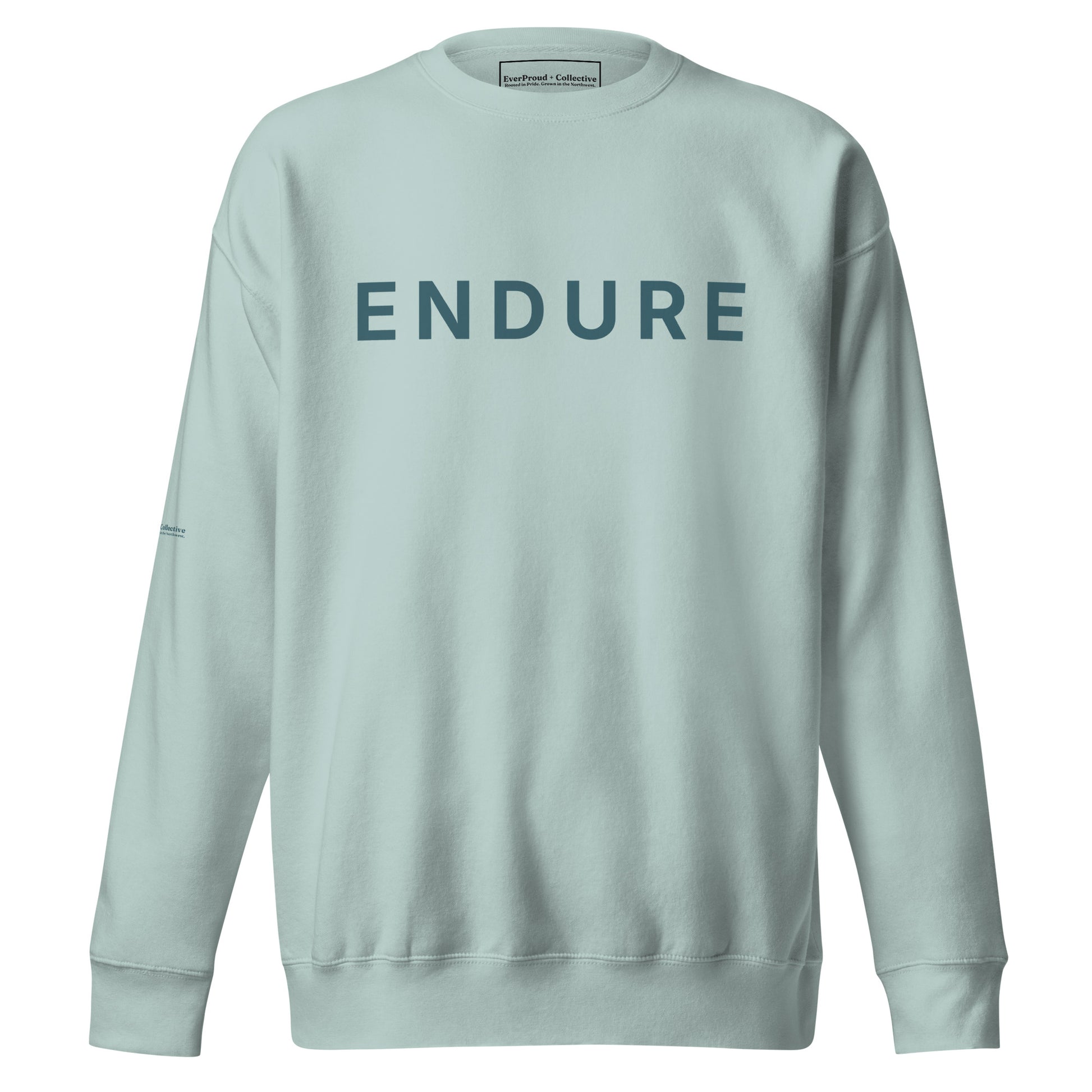 Endure Sweatshirt — agave, front view, queer-owned PNW Pride apparel