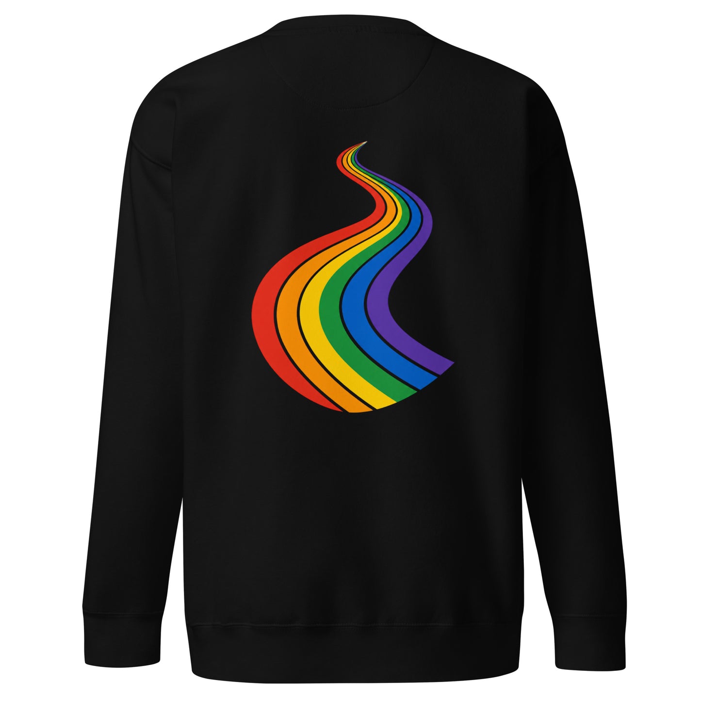 ProudPath Sweatshirt — black, back view, queer-owned PNW Pride apparel