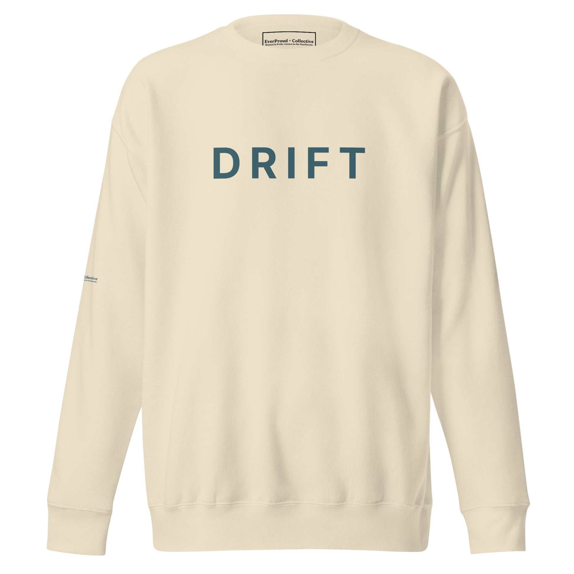 Drift Sweatshirt — bone, front view, queer-owned PNW Pride apparel