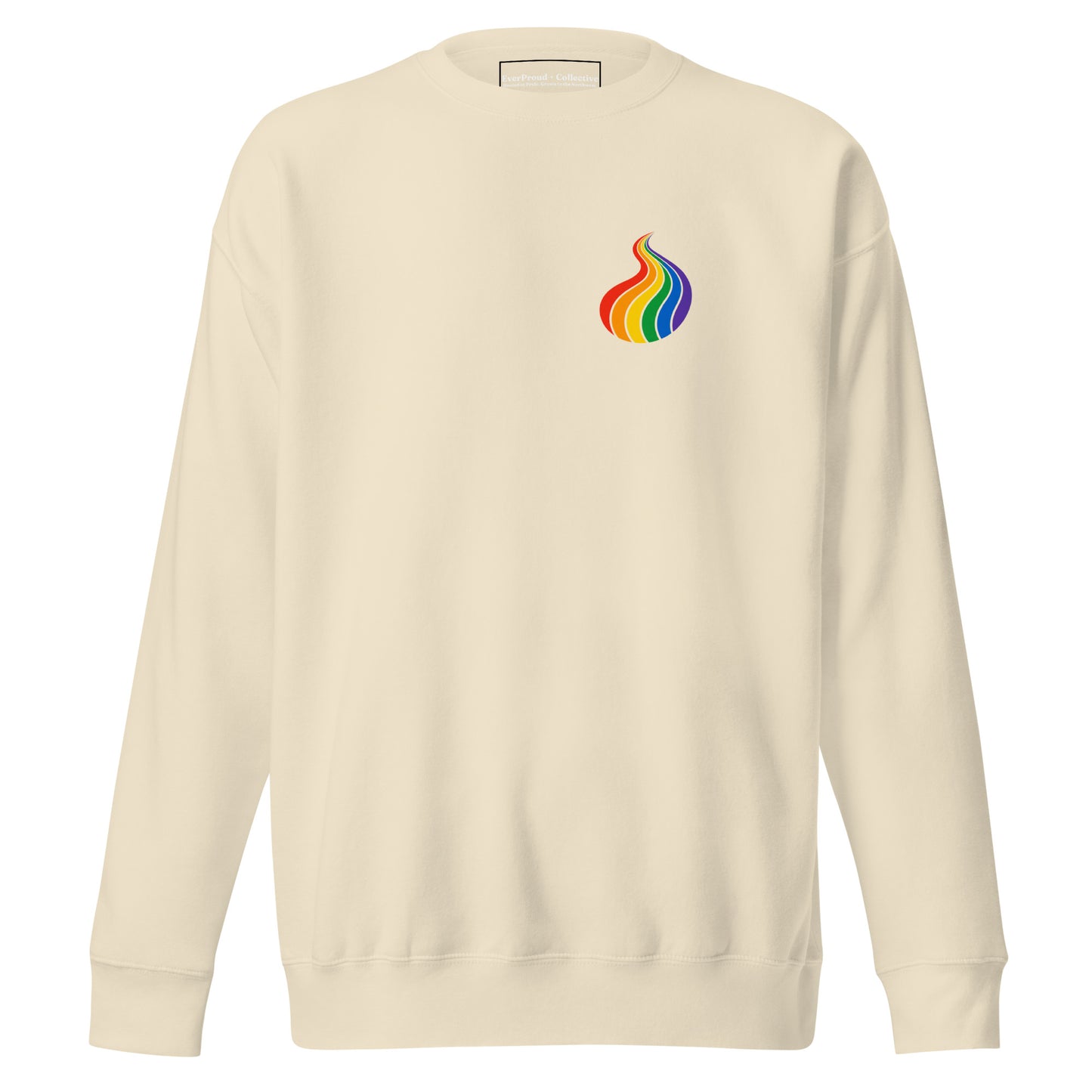 ProudPath Sweatshirt — bone, front view, queer-owned PNW Pride apparel
