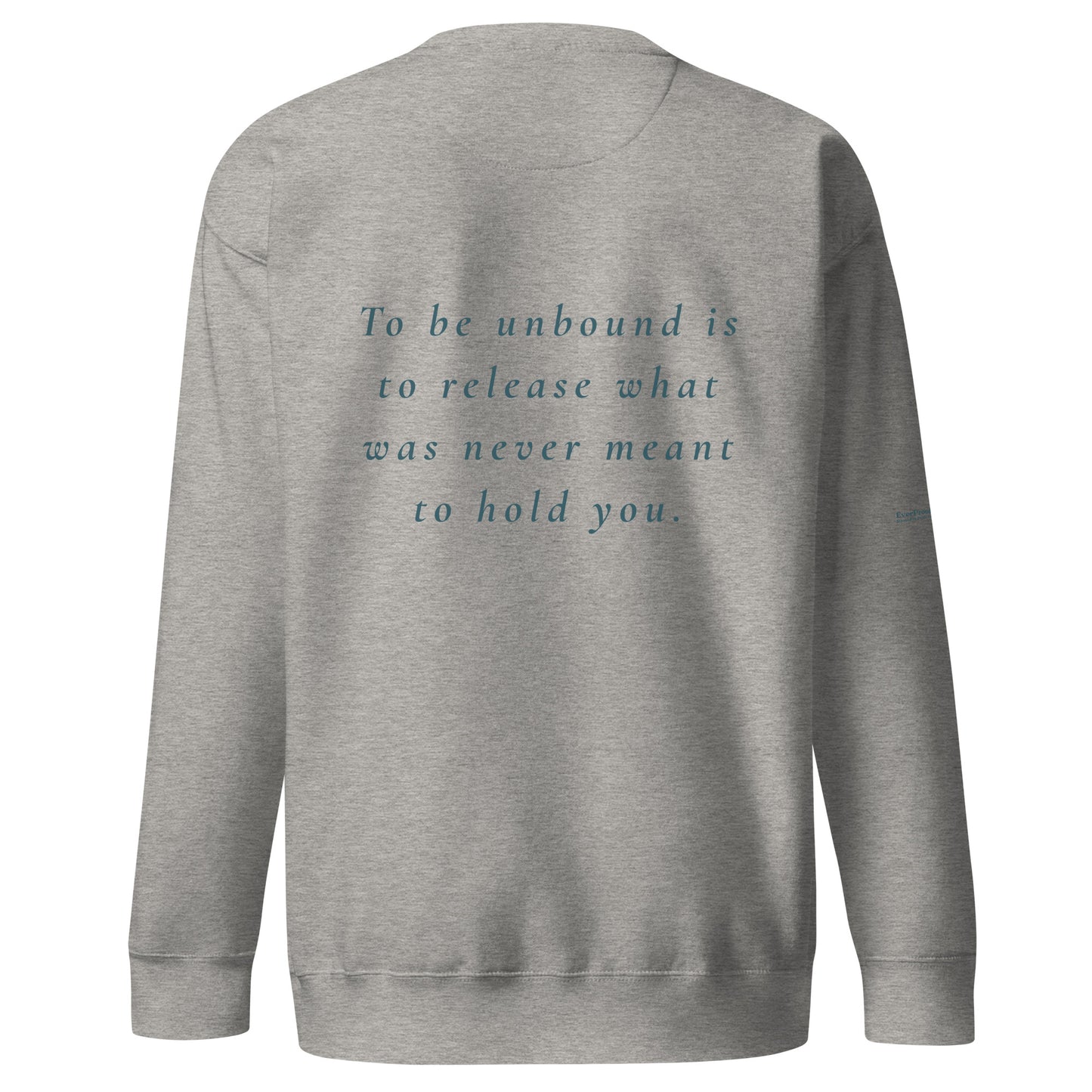 Unbound Sweatshirt — carbon grey, back view, queer-owned PNW Pride apparel