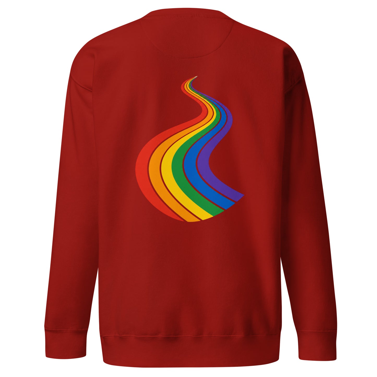 ProudPath Sweatshirt — cardinal, back view, queer-owned PNW Pride apparel