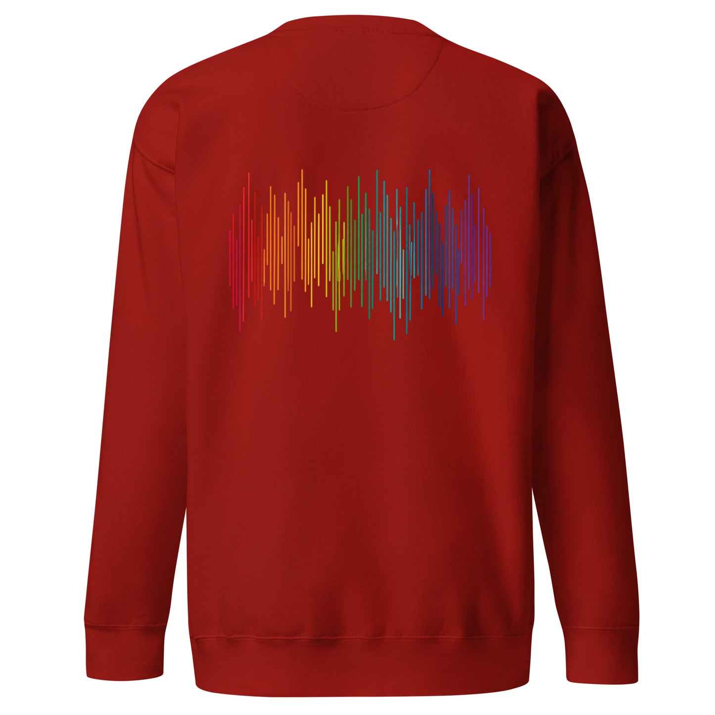PrideFall Sweatshirt — cardinal, back view, queer-owned PNW Pride apparel