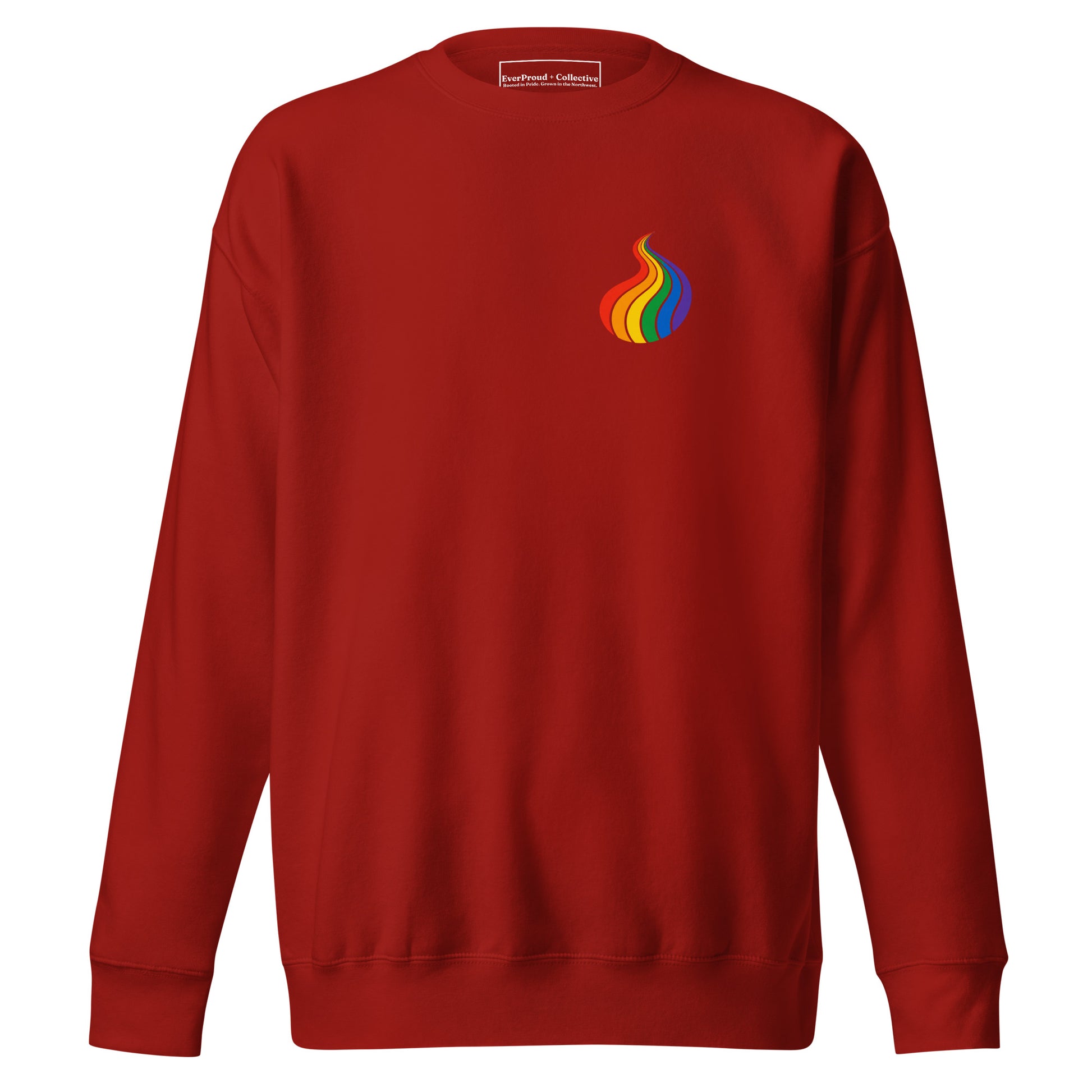 ProudPath Sweatshirt — cardinal, front view, queer-owned PNW Pride apparel