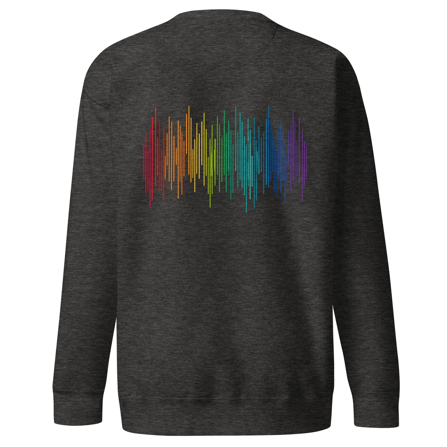 PrideFall Sweatshirt — charcoal heather, back view, queer-owned PNW Pride apparel
