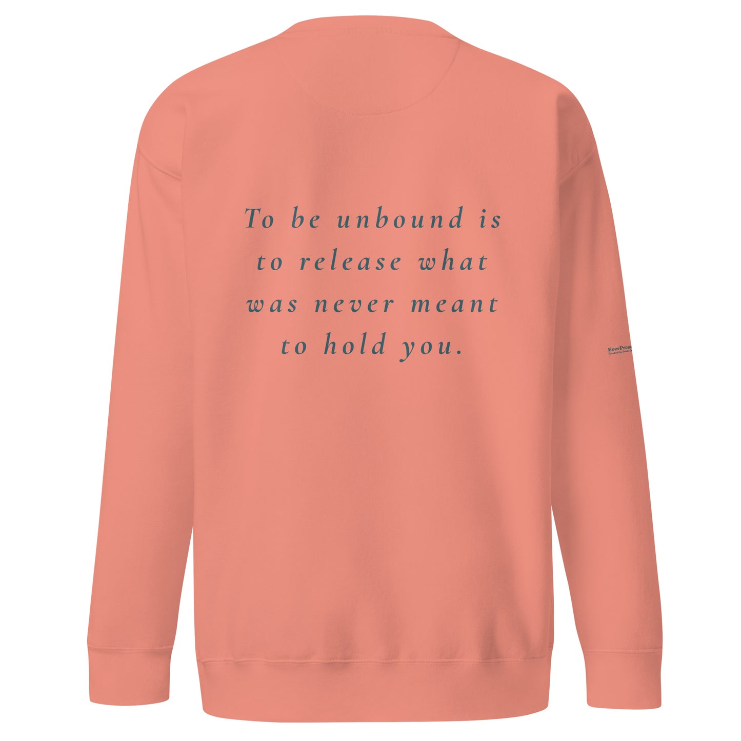 Unbound Sweatshirt — dusty rose, back view, queer-owned PNW Pride apparel