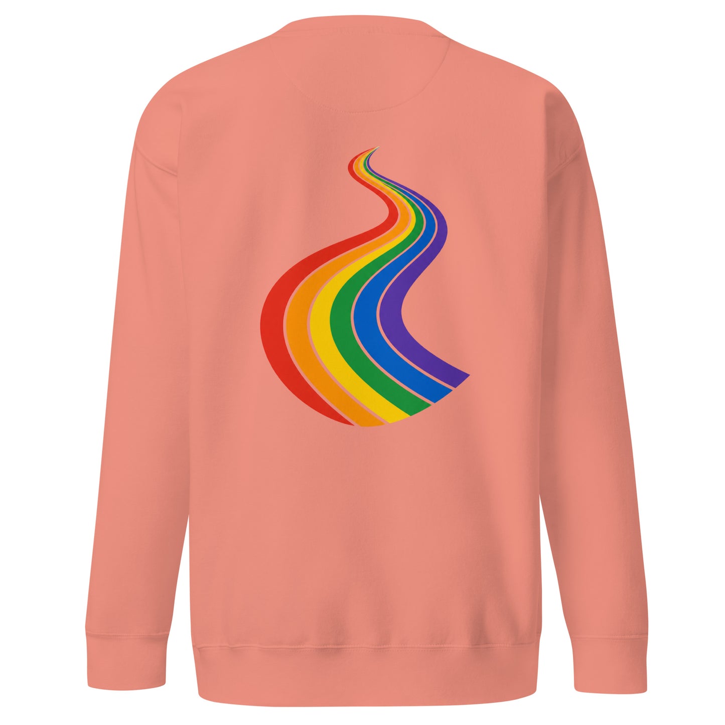 ProudPath Sweatshirt — dusty rose, back view, queer-owned PNW Pride apparel