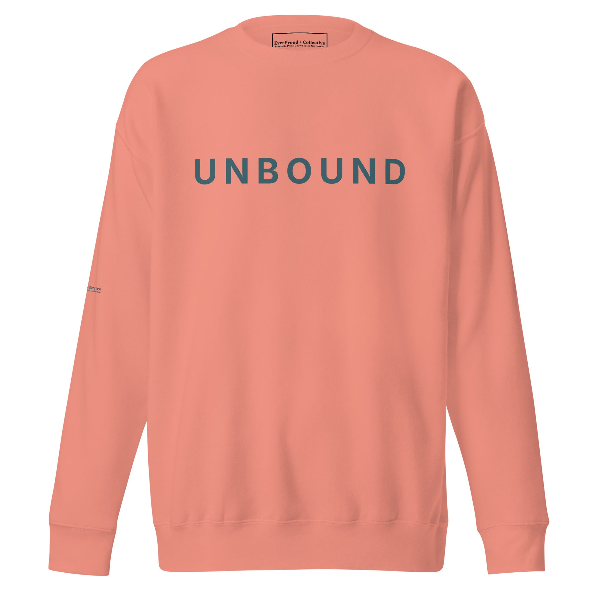 Unbound Sweatshirt — dusty rose, front view, queer-owned PNW Pride apparel