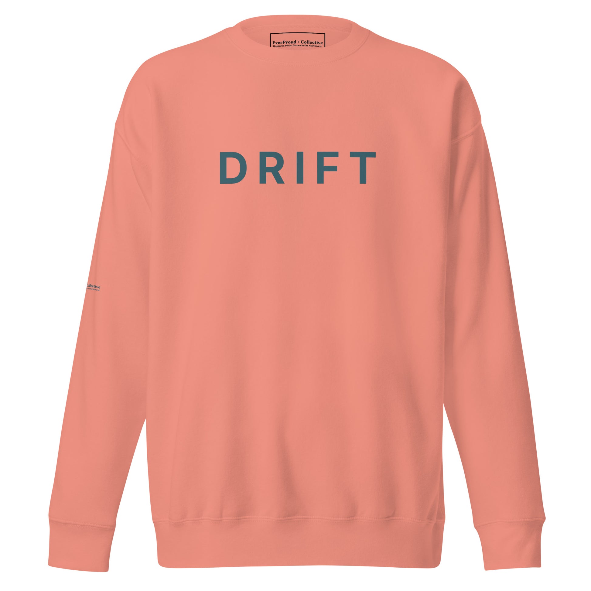 Drift Sweatshirt — dusty rose, front view, queer-owned PNW Pride apparel