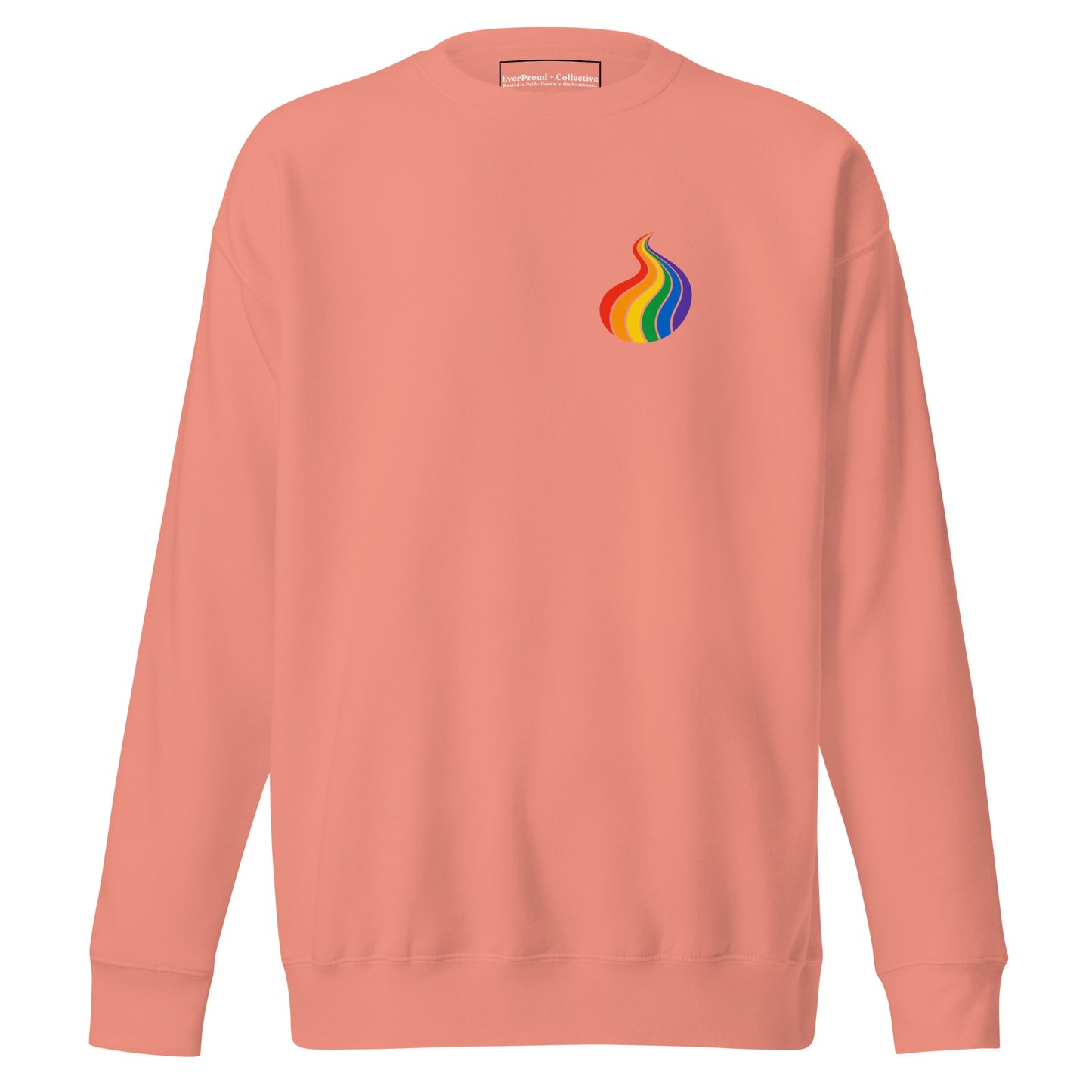 ProudPath Sweatshirt — dusty rose, front view, queer-owned PNW Pride apparel