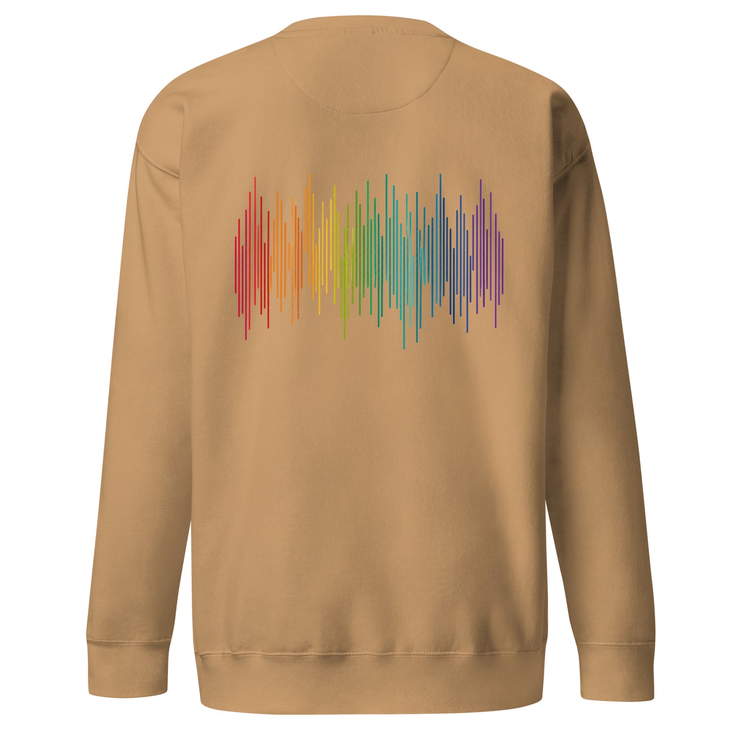 PrideFall Sweatshirt — khaki, back view, queer-owned PNW Pride apparel