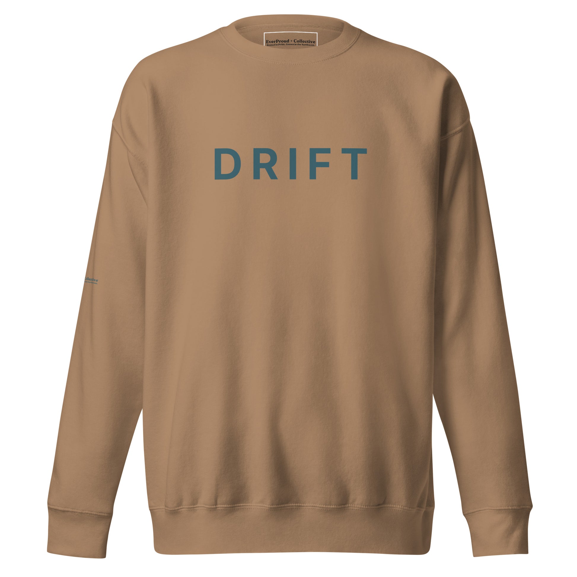 Drift Sweatshirt — latte, front view, queer-owned PNW Pride apparel