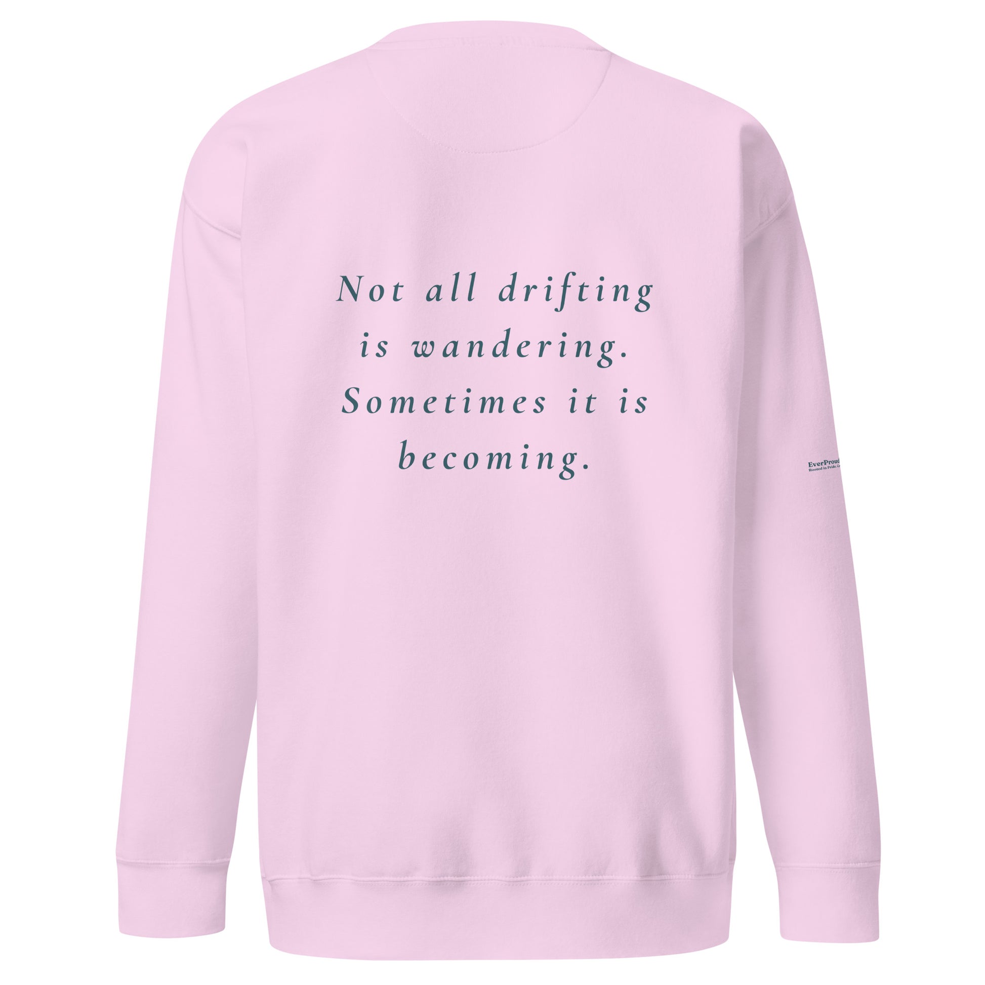 Drift Sweatshirt — lavender, back view, queer-owned PNW Pride apparel