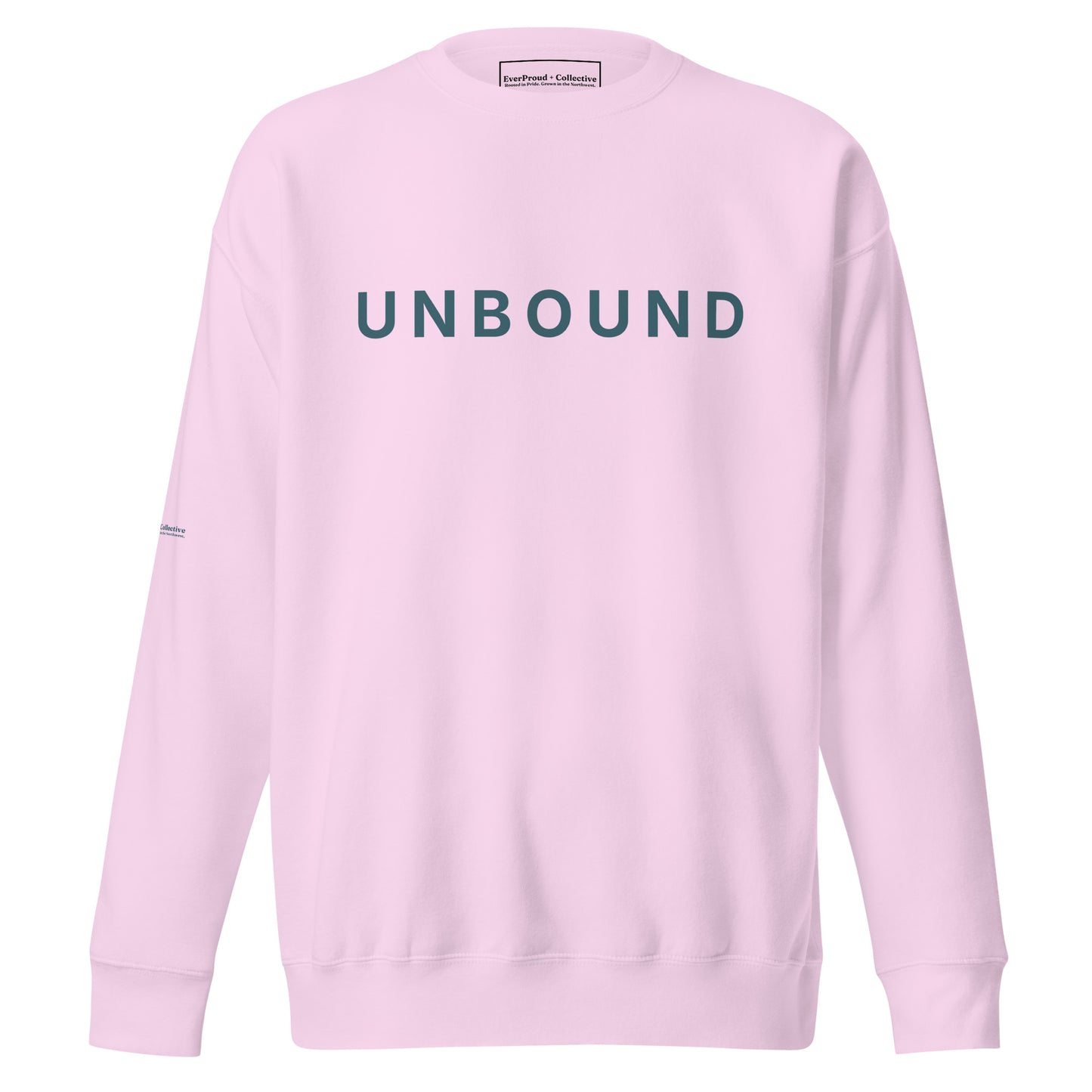 Unbound Sweatshirt — lavender, front view, queer-owned PNW Pride apparel