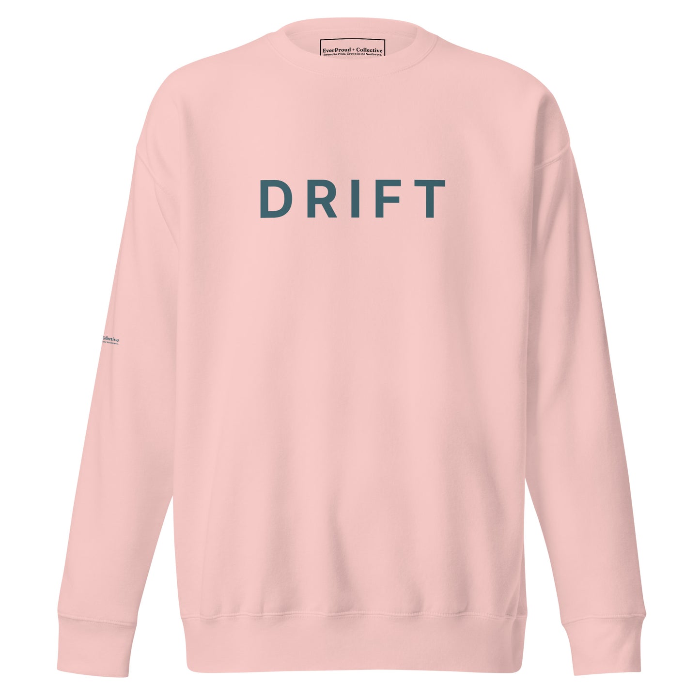 Drift Sweatshirt — light pink, front view, queer-owned PNW Pride apparel