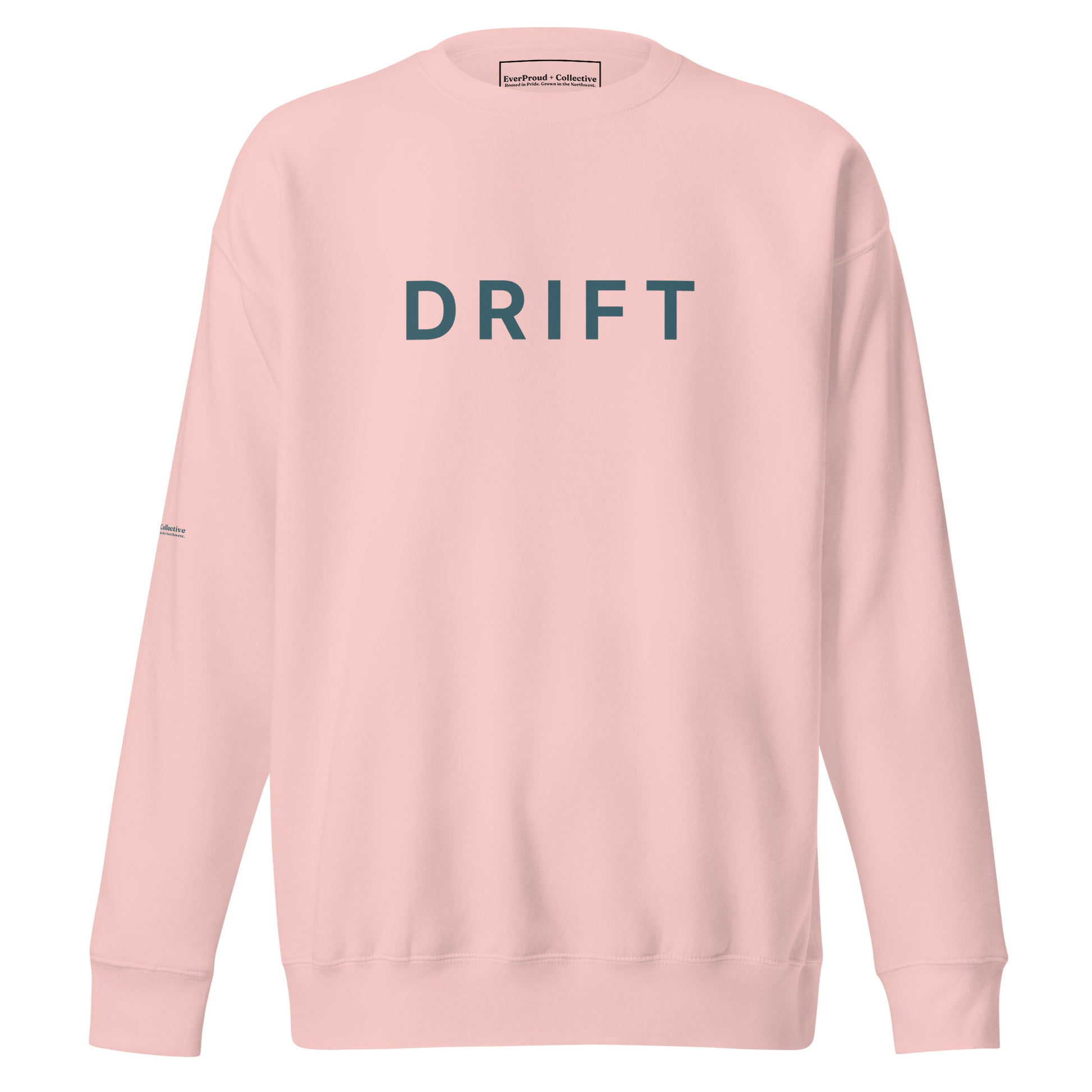 Drift Sweatshirt — light pink, front view, queer-owned PNW Pride apparel