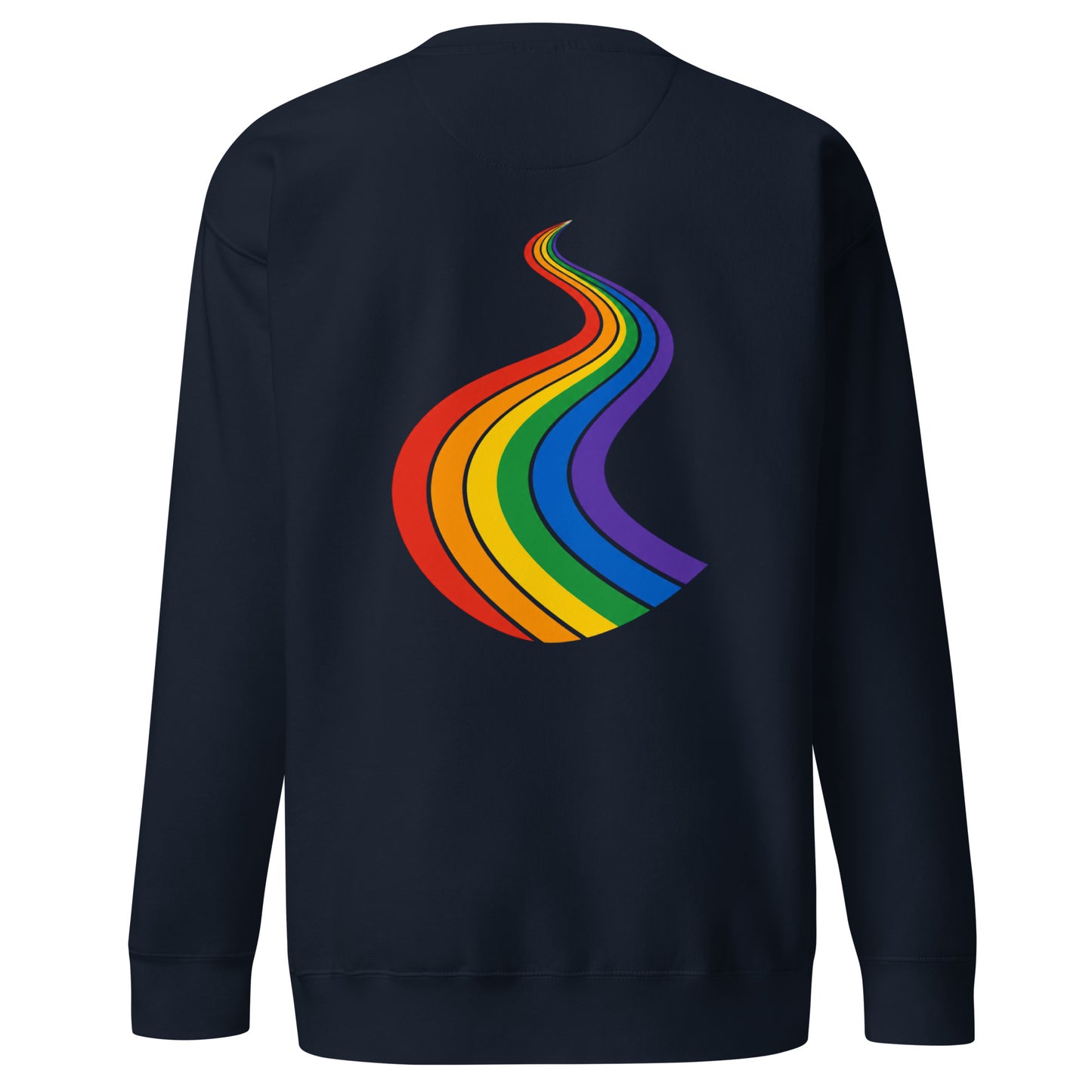 ProudPath Sweatshirt — navy blazer, back view, queer-owned PNW Pride apparel