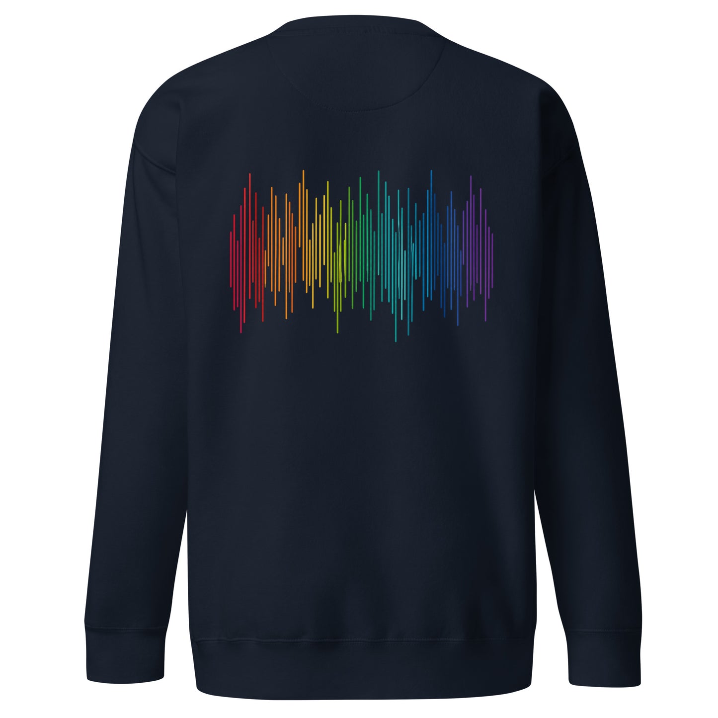 PrideFall Sweatshirt — navy blazer, back view, queer-owned PNW Pride apparel