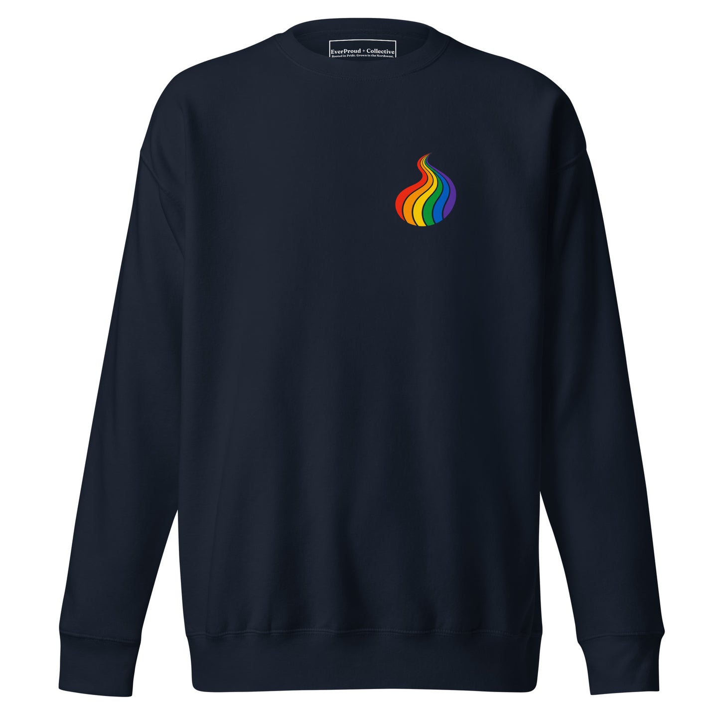 ProudPath Sweatshirt — navy blazer, front view, queer-owned PNW Pride apparel