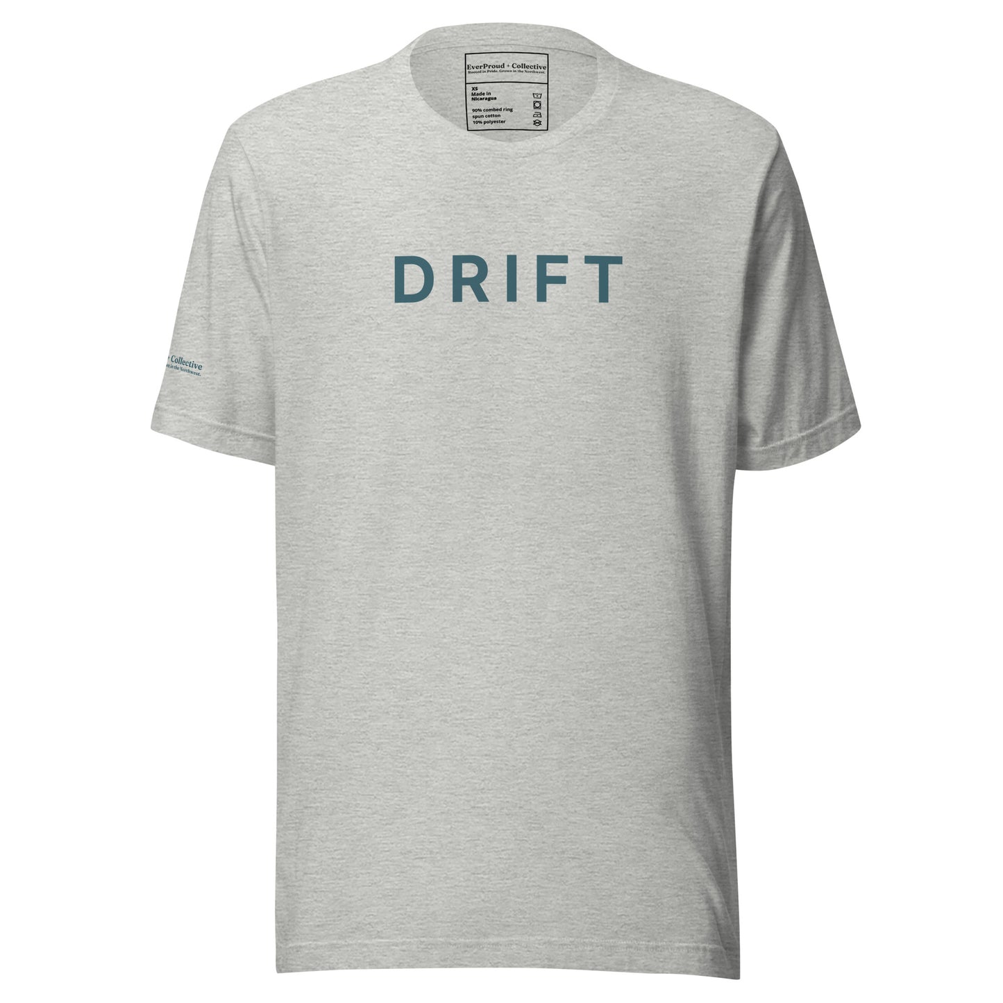 Drift T-Shirt — athletic heather, front view, queer-owned PNW Pride apparel