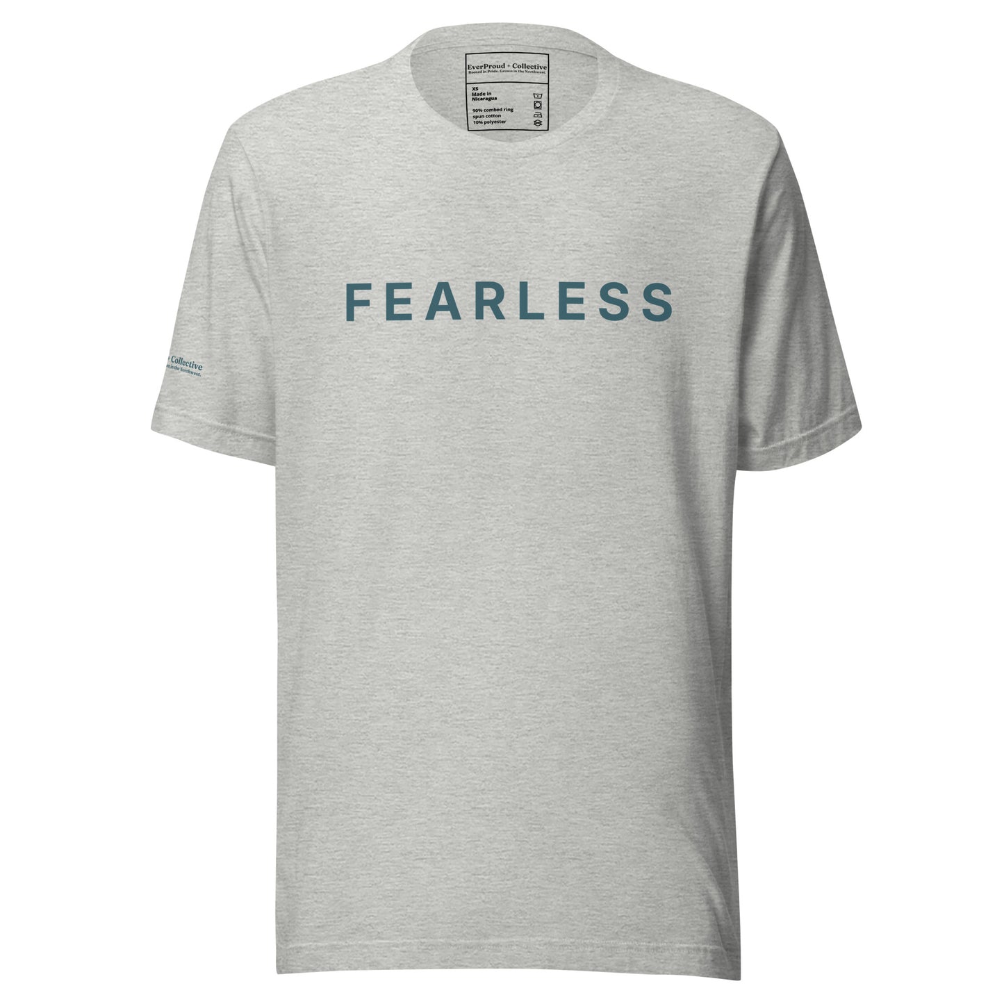Fearless T-Shirt — athletic heather, front view, queer-owned PNW Pride apparel