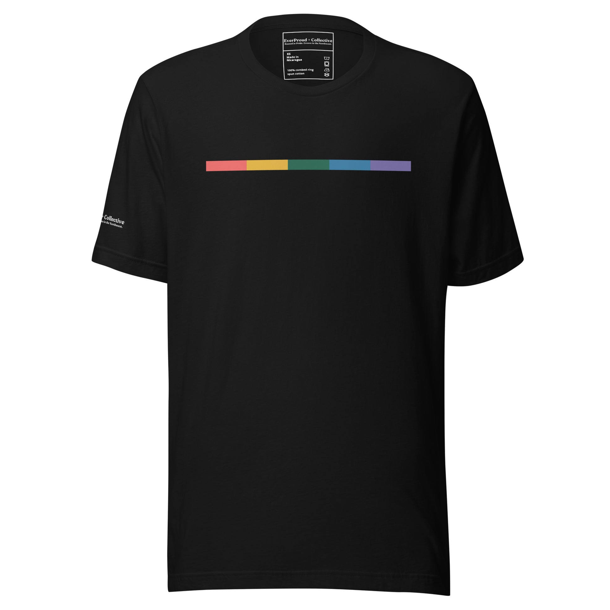 Signal Core T-Shirt — black, front view, queer-owned PNW Pride apparel