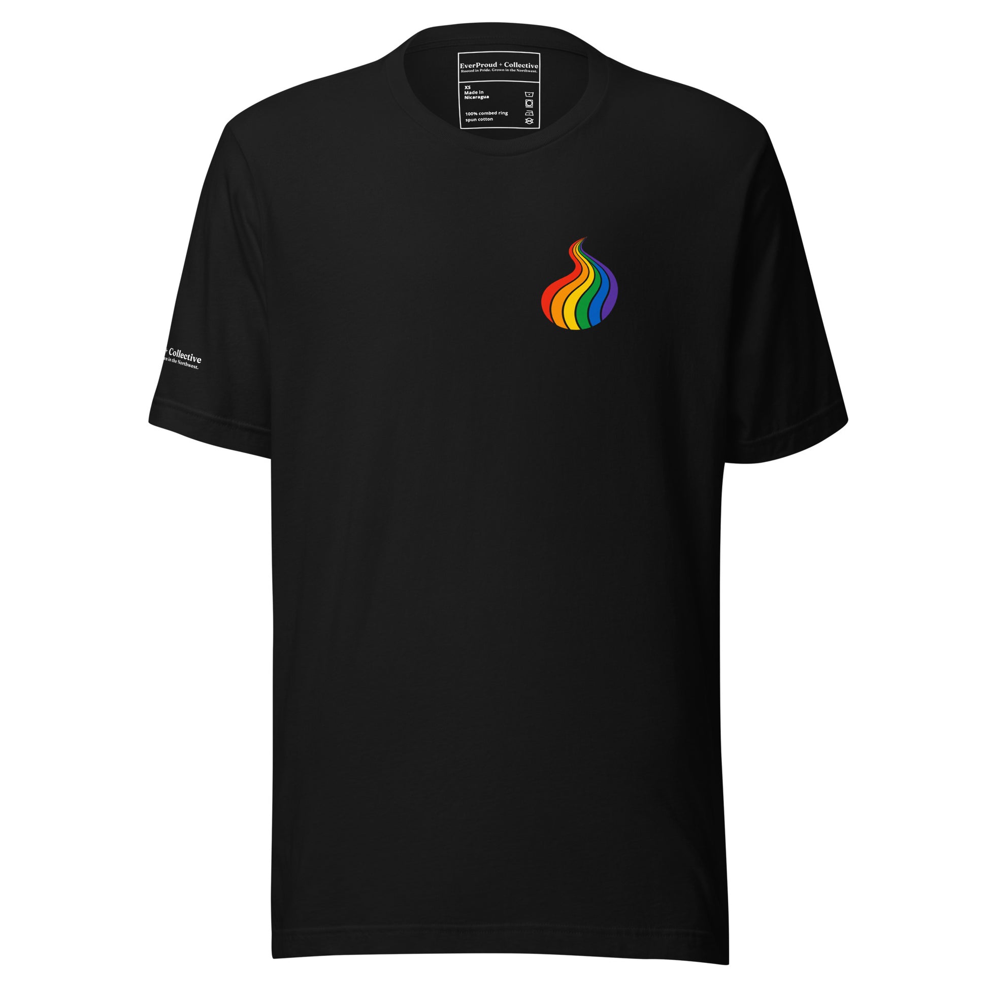 ProudPath T-Shirt — black, front view, queer-owned PNW Pride apparel