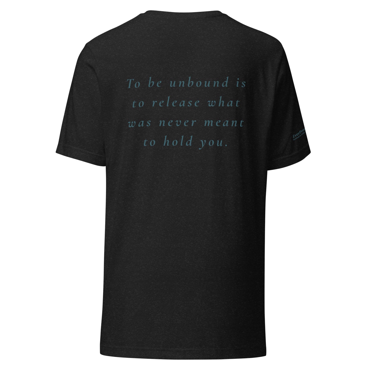 Unbound T-Shirt — black heather, back view, queer-owned PNW Pride apparel