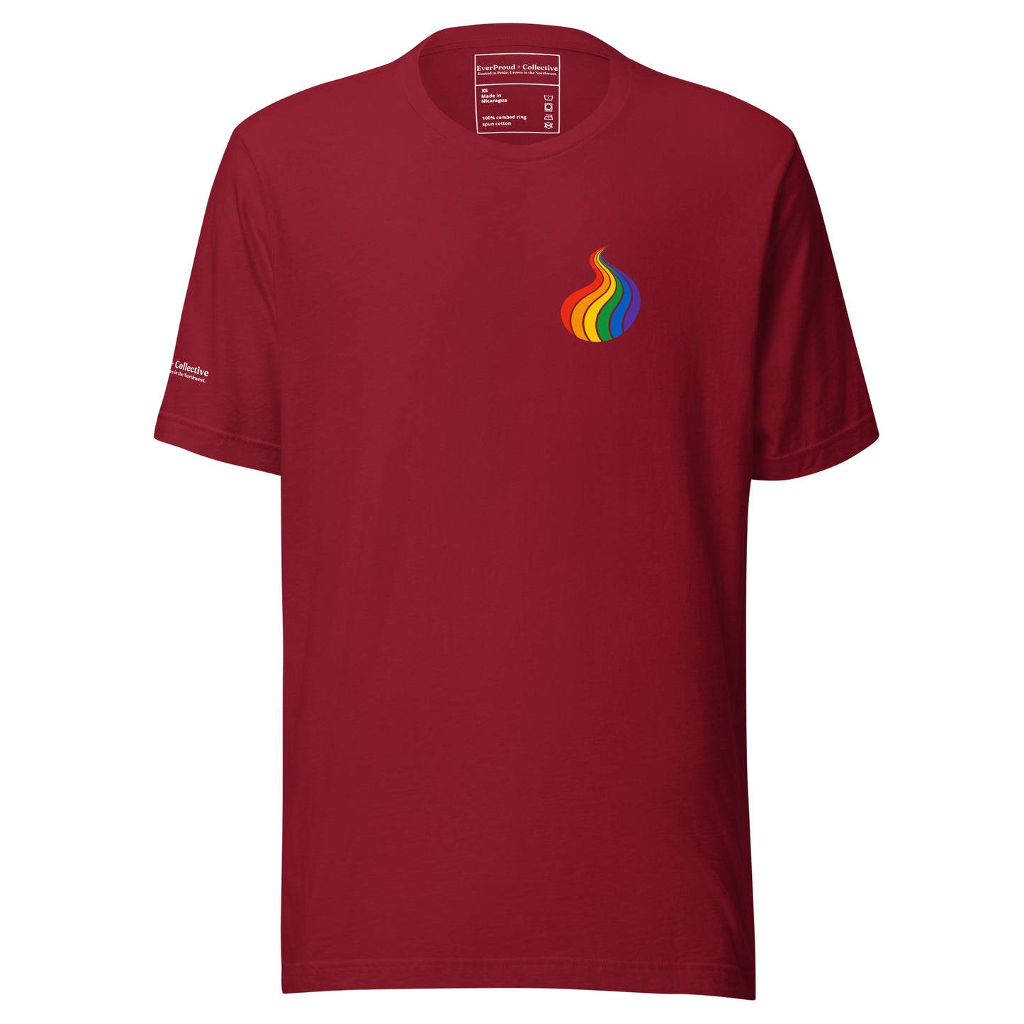 ProudPath T-Shirt — cardinal, front view, queer-owned PNW Pride apparel