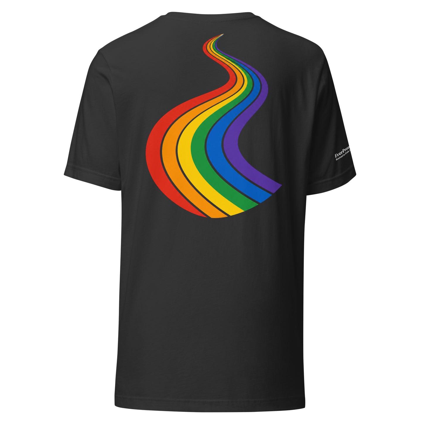 ProudPath T-Shirt — dark grey, back view, queer-owned PNW Pride apparel