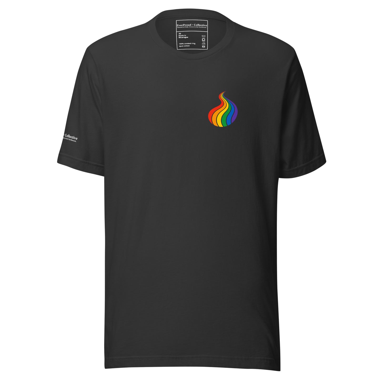 ProudPath T-Shirt — dark grey, front view, queer-owned PNW Pride apparel