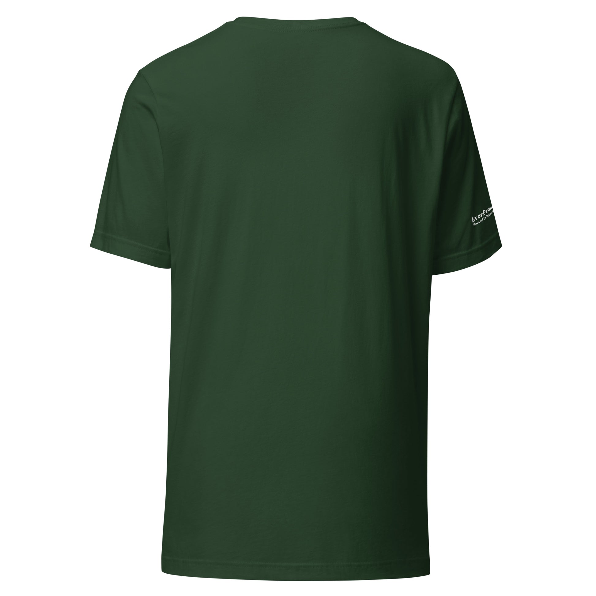 Signal Core T-Shirt — forest, back view, queer-owned PNW Pride apparel