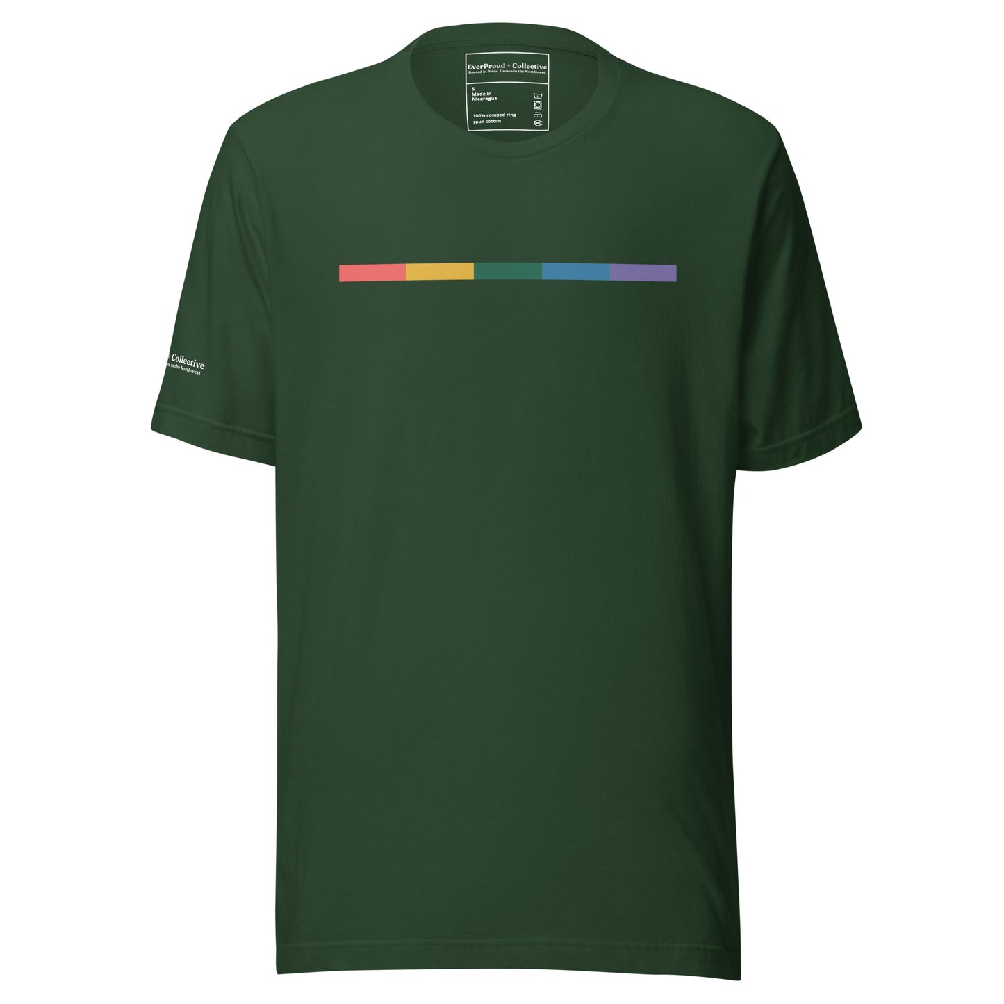 Signal Core T-Shirt — forest, front view, queer-owned PNW Pride apparel