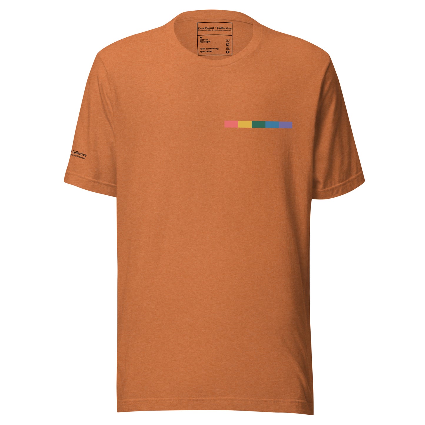 Signal Offset T-Shirt — heather autumn, front view, queer-owned PNW Pride apparel