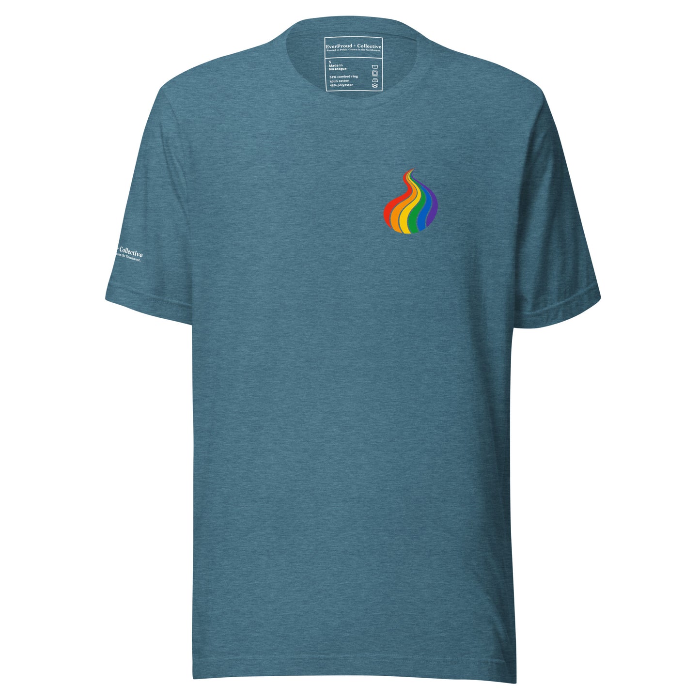 ProudPath T-Shirt — heather deep teal, front view, queer-owned PNW Pride apparel