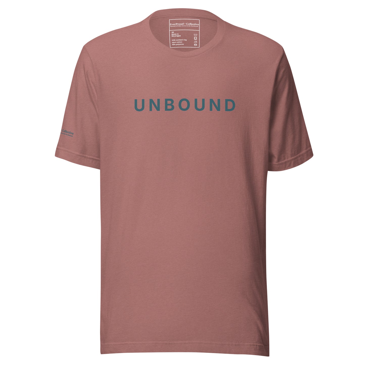 Unbound T-Shirt — heather mauve, front view, queer-owned PNW Pride apparel
