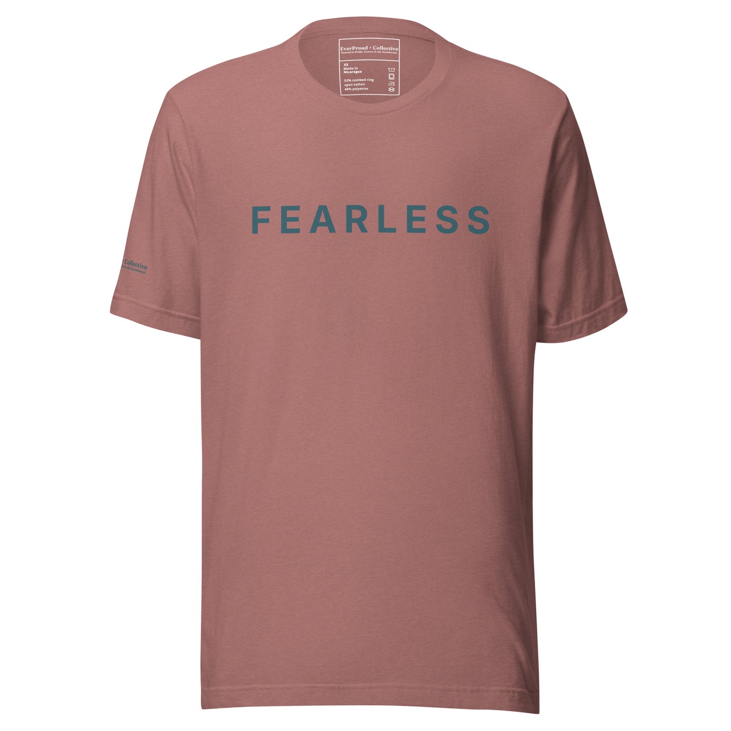 Fearless T-Shirt — heather mauve, front view, queer-owned PNW Pride apparel