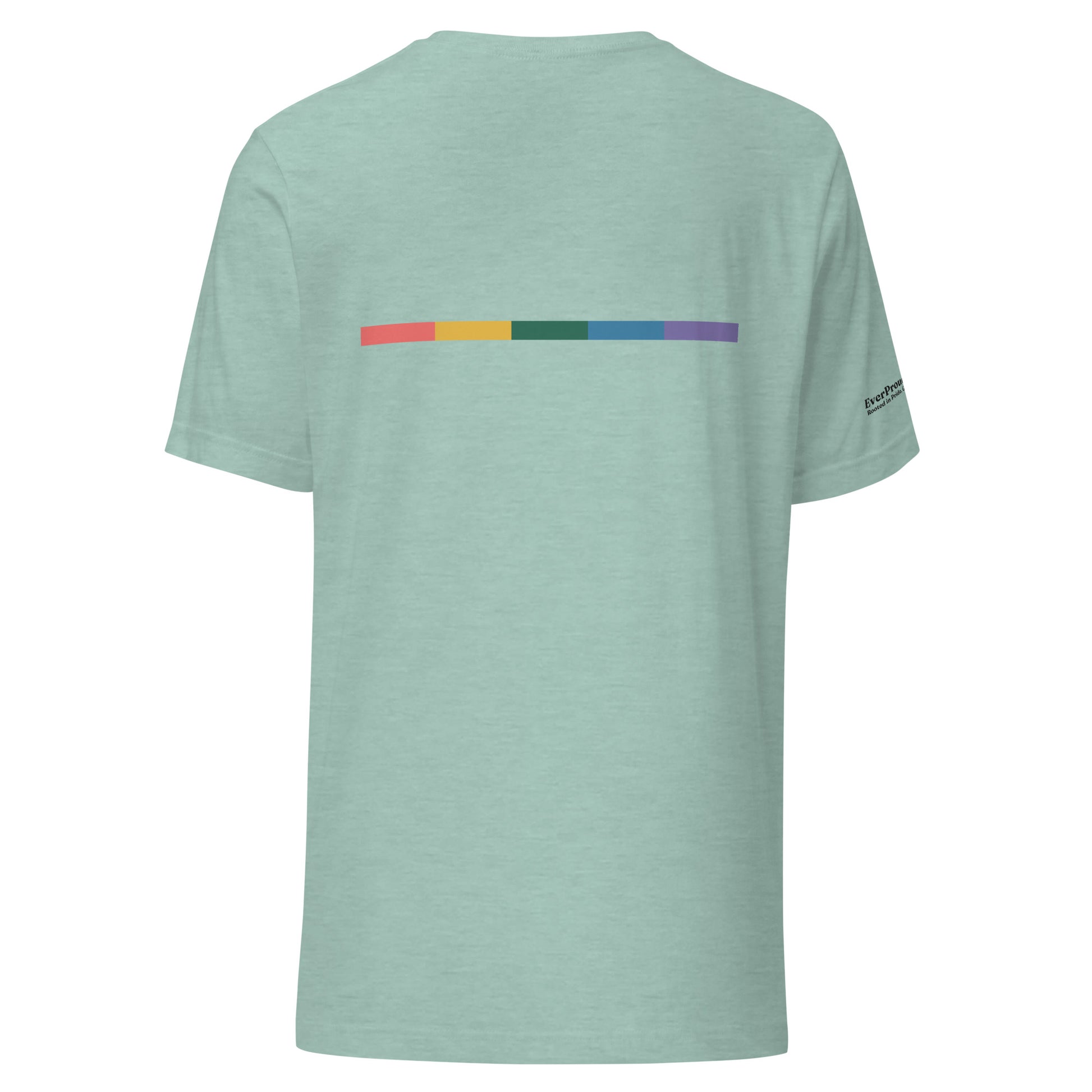 Signal Offset T-Shirt — heather prism dusty blue, back view, queer-owned PNW Pride apparel