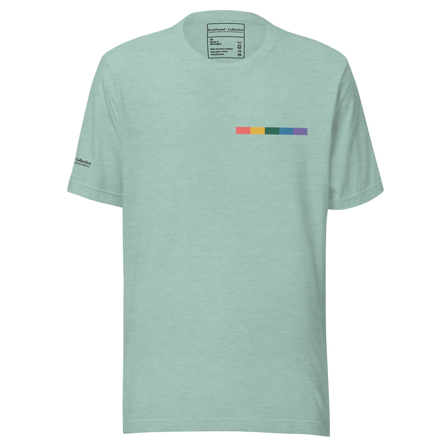 Signal Offset T-Shirt — heather prism dusty blue, front view, queer-owned PNW Pride apparel