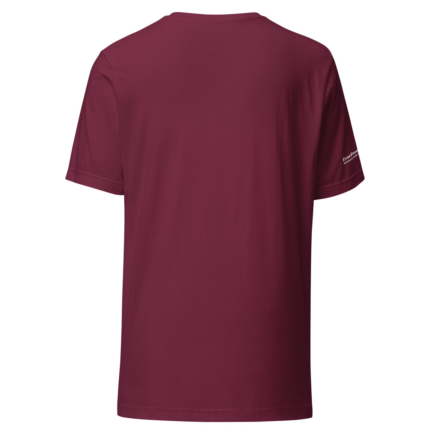 Signal Core T-Shirt — maroon, back view, queer-owned PNW Pride apparel