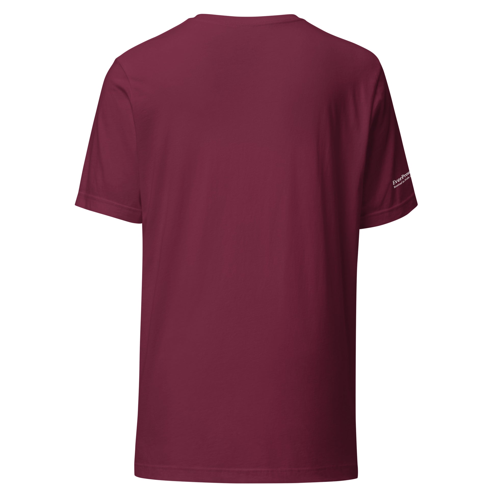 Signal Core T-Shirt — maroon, back view, queer-owned PNW Pride apparel