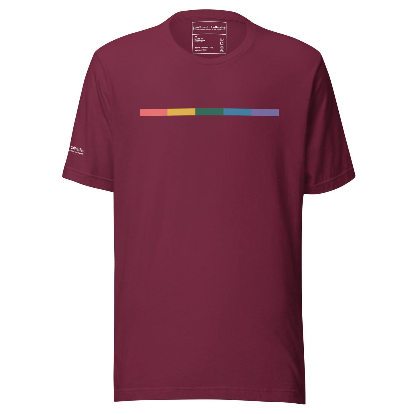 Signal Core T-Shirt — maroon, front view, queer-owned PNW Pride apparel