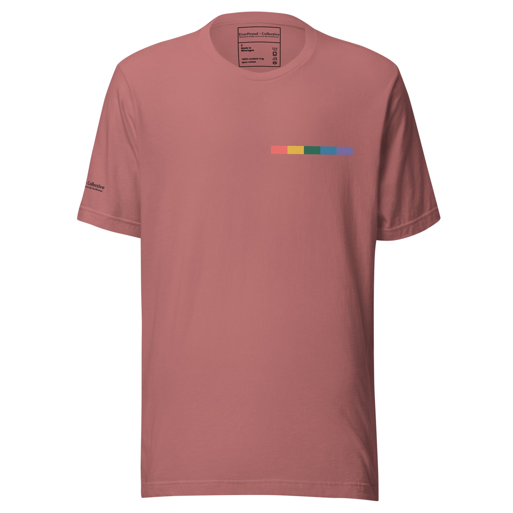 Signal Offset T-Shirt — mauve, front view, queer-owned PNW Pride apparel