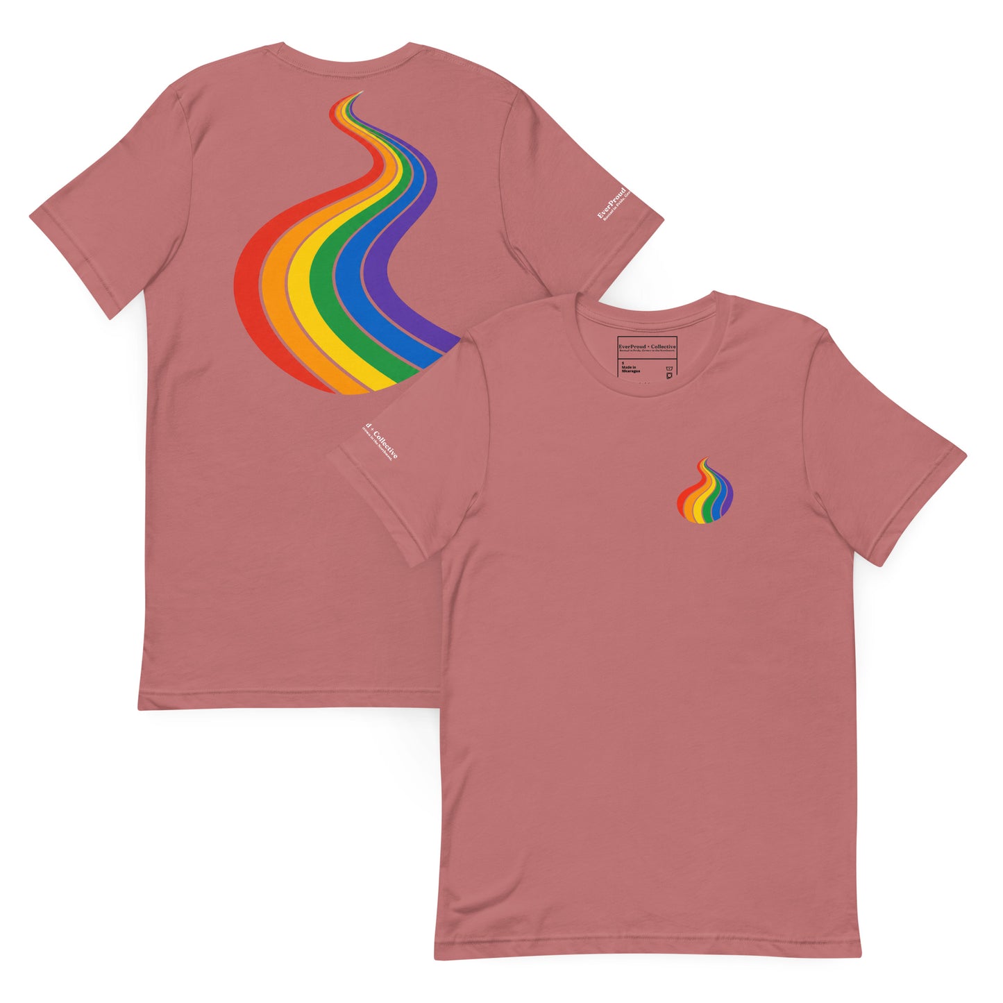 ProudPath T-Shirt — mauve, front and back view, queer-owned PNW Pride apparel