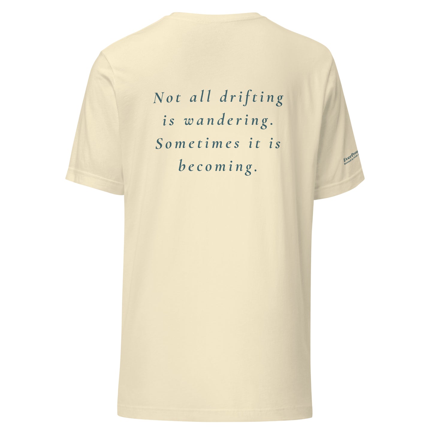 Drift T-Shirt — natural, back view, queer-owned PNW Pride apparel