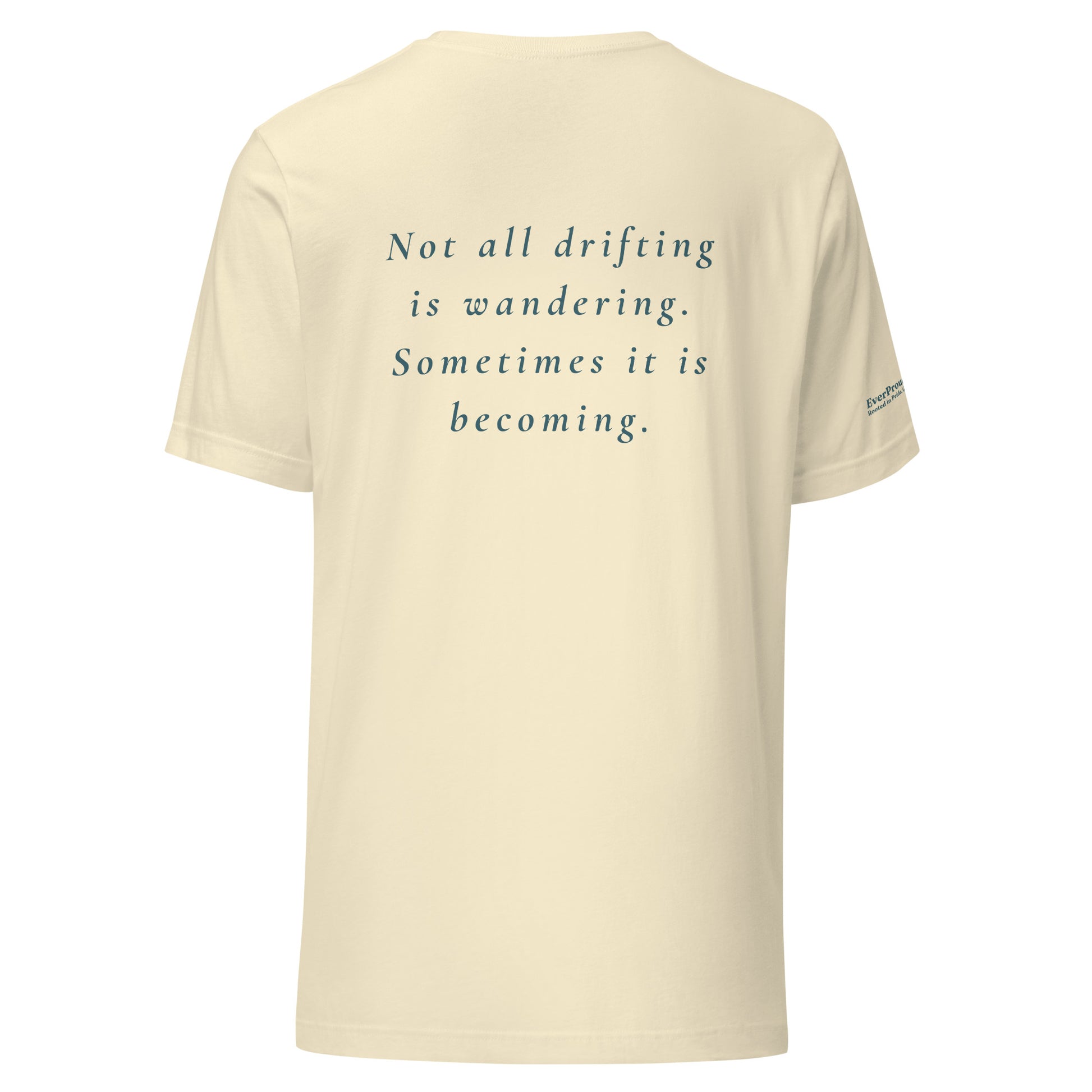 Drift T-Shirt — natural, back view, queer-owned PNW Pride apparel