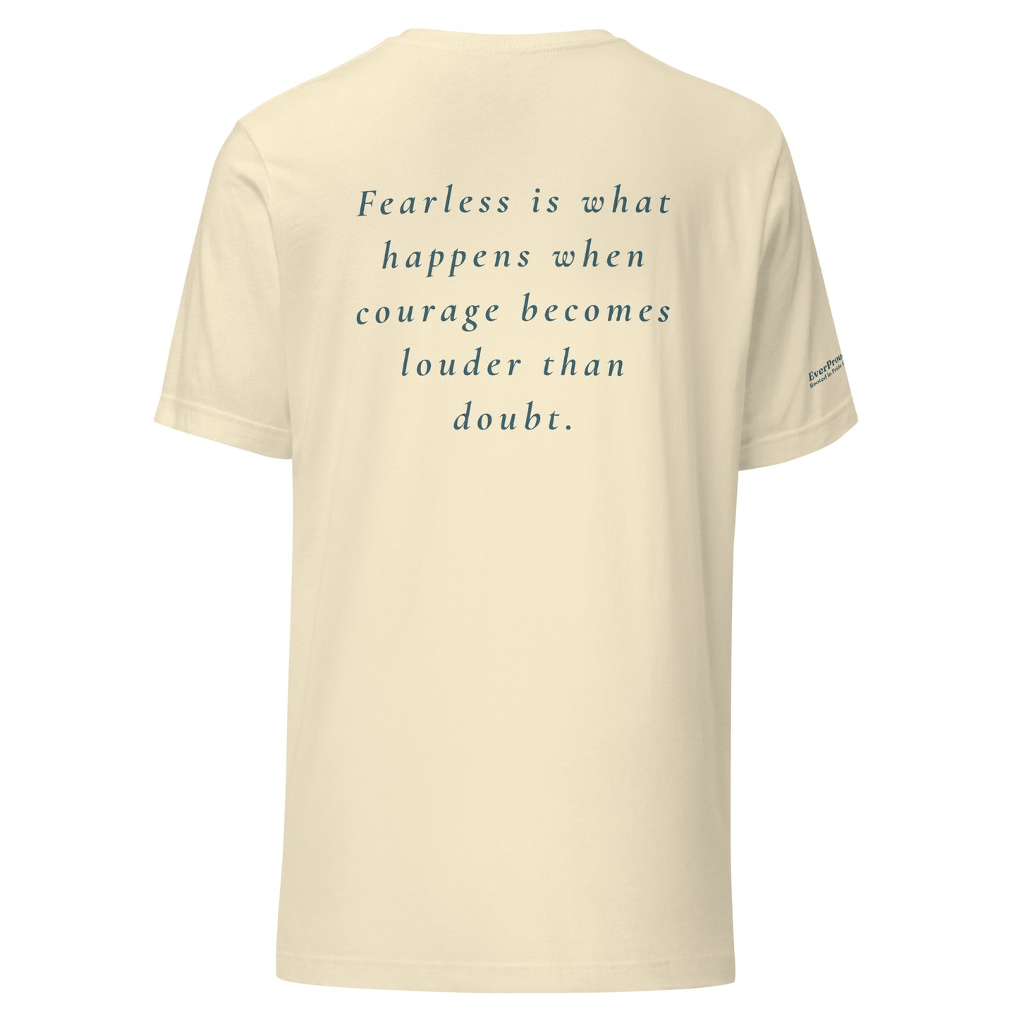 Fearless T-Shirt — natural, back view, queer-owned PNW Pride apparel