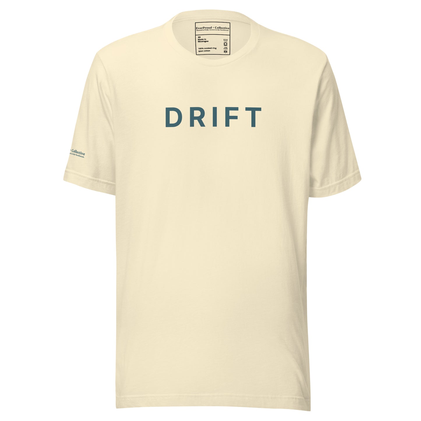 Drift T-Shirt — natural, front view, queer-owned PNW Pride apparel